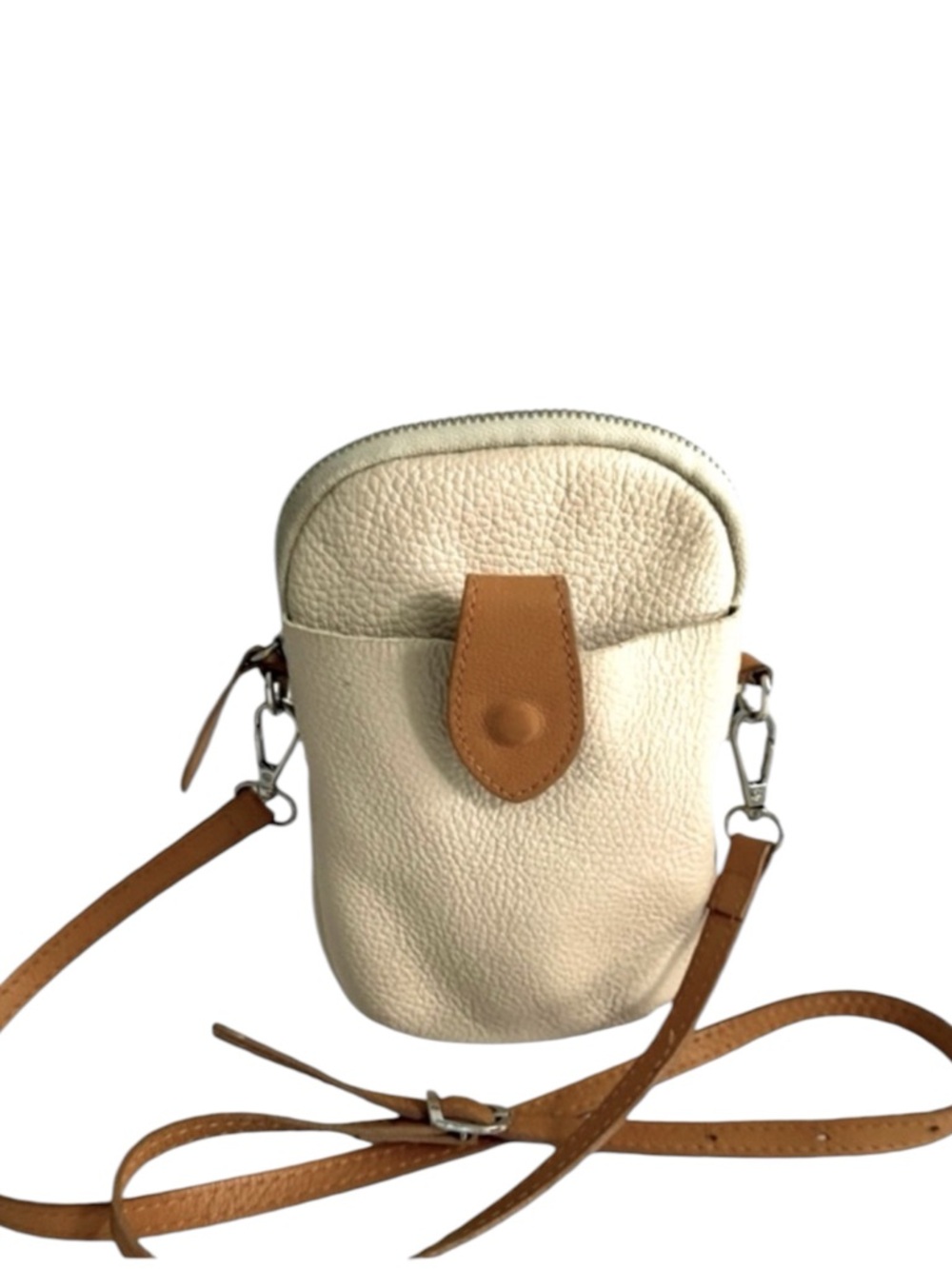 Divina Firenze Crossbody Mini Bag Italian Leather Made in Italy Taupe Cream Tan